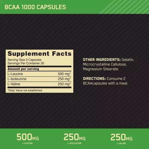 Optimum Nutrition BCAA 1000 60 Capsules (30 Servings) Türkiye | 071369GCR