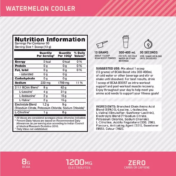 Optimum Nutrition BCAA Boost Watermelon 30 Serves Türkiye | 412369CBK