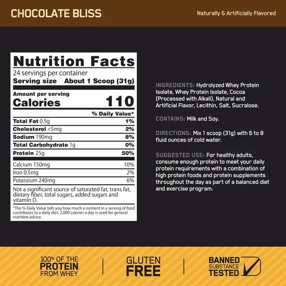 Optimum Nutrition GOLD STANDARD® 100% Isolate Chocolate Bliss 3 lb (44 Servings) Türkiye | 247163GJQ