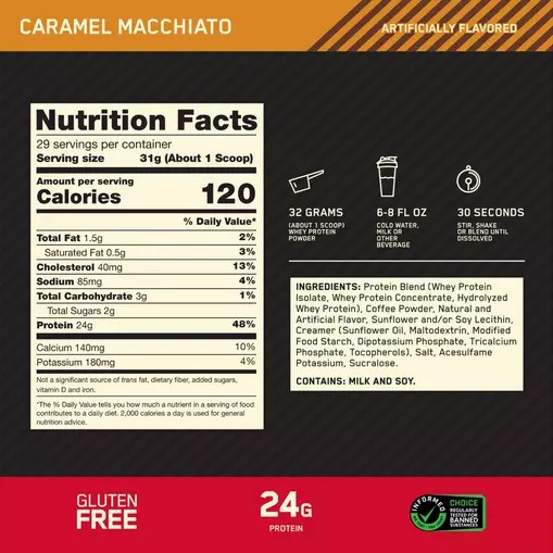 Optimum Nutrition GOLD STANDARD 100% WHEY™ *new* Caramel Macchiato 2 lb (28 Servings) Türkiye | 279160UCD