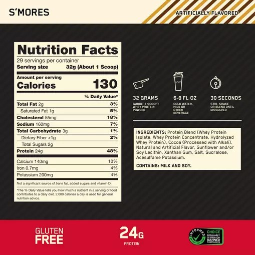 Optimum Nutrition GOLD STANDARD 100% WHEY™ *new* S'mores 2 lb (28 Servings) Türkiye | 542891WRL