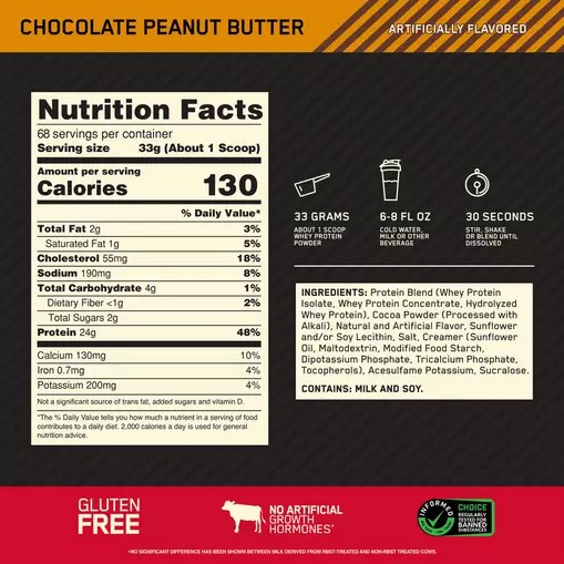 Optimum Nutrition GOLD STANDARD 100% WHEY™ Chocolate Peanut Butter 1.5 lb (22 Servings) Türkiye | 859732LAH