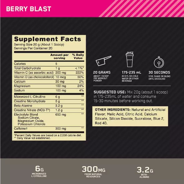 Optimum Nutrition Gold Standard Pre Advanced Berry Blast 20 Serves Türkiye | 512938SOD