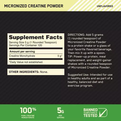 Optimum Nutrition Micronized Creatine Powder Unflavored 1.32 lb (120 Servings) Türkiye | 906831SOE