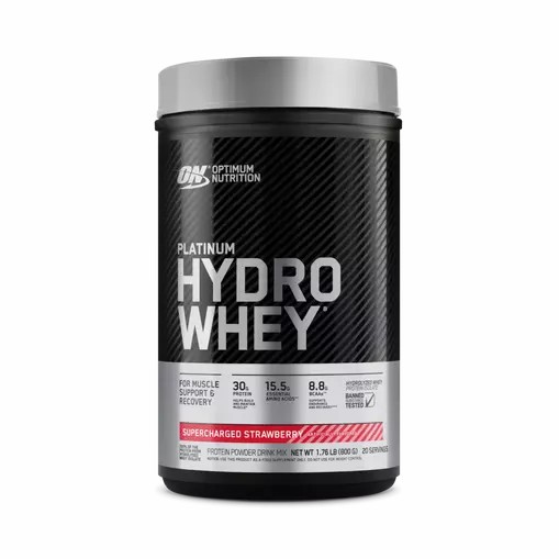 Optimum Nutrition PLATINUM HYDROWHEY™ Supercharged Strawberry 1.76 lb (20 Servings) Türkiye | 360215UDJ