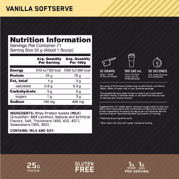 Optimum Nutrition Performance Isolate Vanilla 2.27kg Türkiye | 892714JML