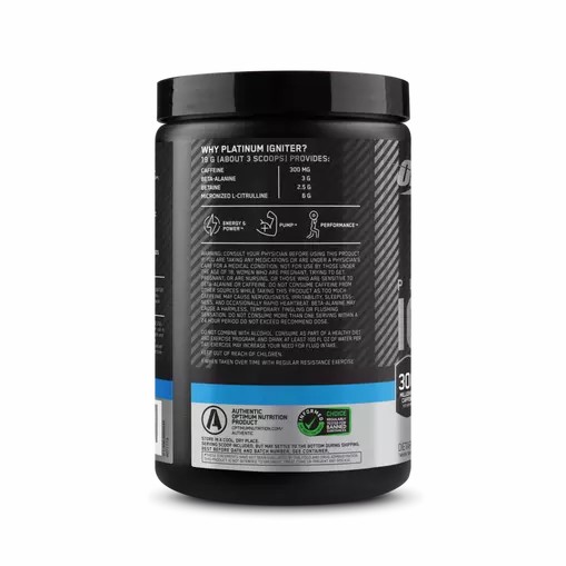 Optimum Nutrition Platinum Igniter Blue Raspberry Freeze 0.84 lb (20 Servings) Türkiye | 028659OCG